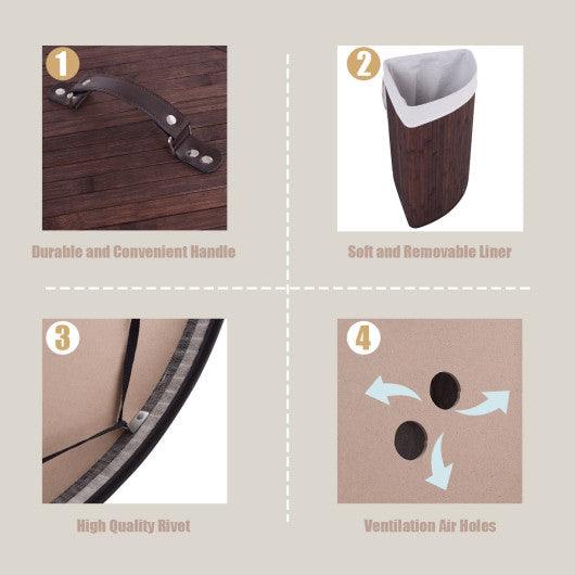 Corner Bamboo Hamper Laundry Basket-Brown at Set Shop and Smile
