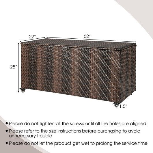 96 Gallon PE Wicker Outdoor Storage Box with 4 Wheels-Brown at Set Shop and Smile