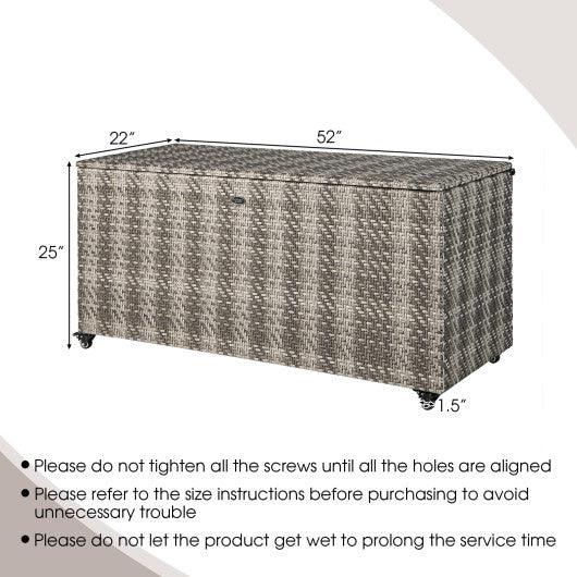 96 Gallon PE Wicker Outdoor Storage Box with 4 Wheels-Gray at Set Shop and Smile