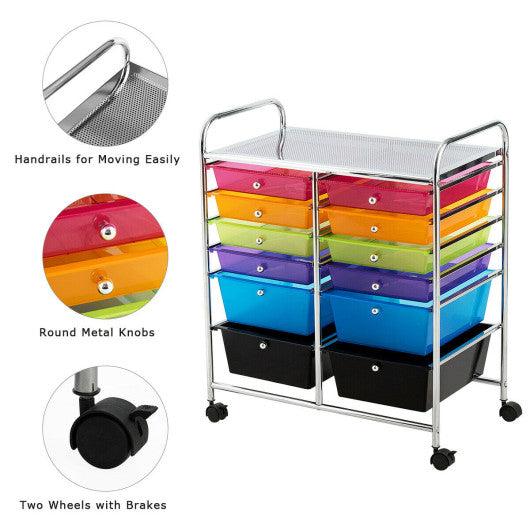 12 Drawers Rolling Cart Storage Scrapbook Paper Organizer Bins-Multicolor at Set Shop and Smile