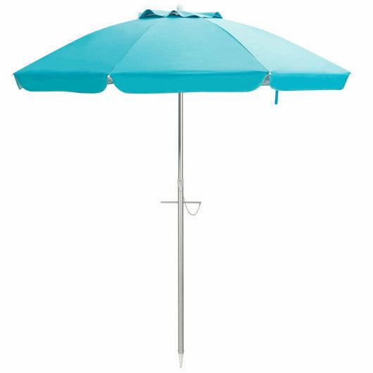 6.5 Feet Beach Umbrella with Sun Shade and Carry Bag without Weight Base-Blue at Set Shop and Smile