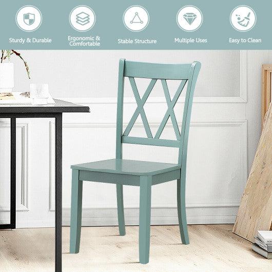 Set of 2 Cross Back Rubber Wood Dining Chairs at Set Shop and Smile