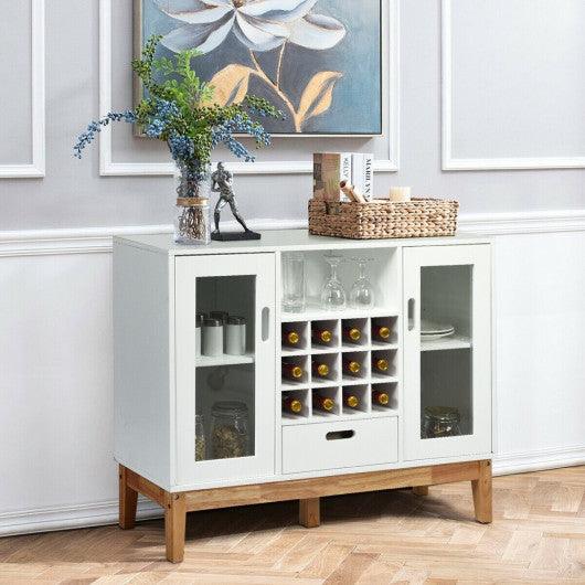 Wood Wine Storage Cabinet Sideboard Console Buffet Server-White at Set Shop and Smile