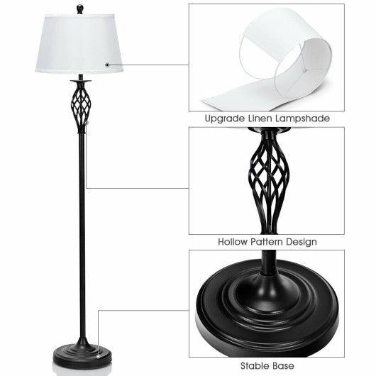 2 Table Lamps 1 Floor Lamp Set with Fabric Shades at Set Shop and Smile
