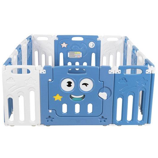 16-Panel Foldable Baby Playpen Kids Activity Centre-Blue at Set Shop and Smile