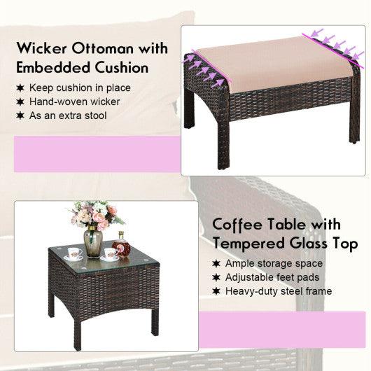 5 Pcs Patio Rattan Wicker Sofa Furniture Set at Set Shop and Smile