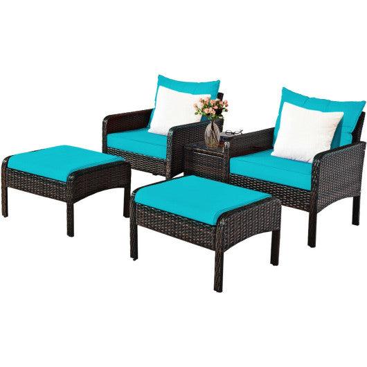5 Pcs Patio Rattan Furniture Set Sofa at Set Shop and Smile