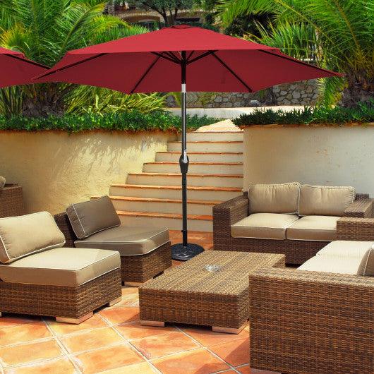 10ft 3 Tier Patio Umbrella Aluminum Sunshade Shelter Double Vented without Base-Burgundy at Set Shop and Smile