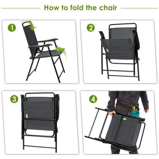 4 Pieces Portable Outdoor Folding Chair with Armrest at Set Shop and Smile