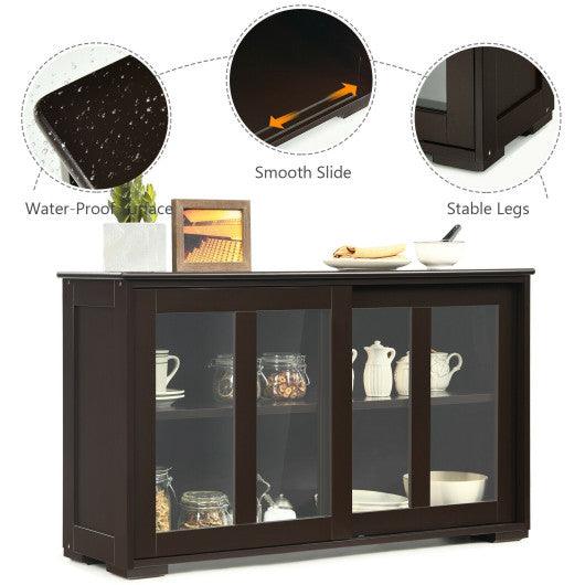Sideboard Buffet Cupboard Storage Cabinet with Sliding Door-Brown at Set Shop and Smile