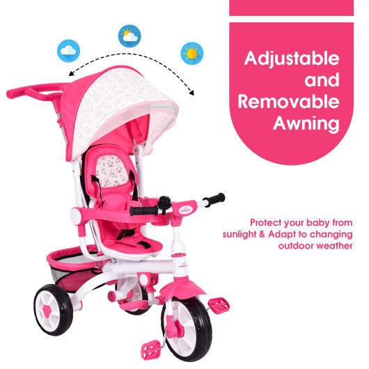 4-in-1 Detachable Baby Stroller Tricycle with Round Canopy -Pink at Set Shop and Smile