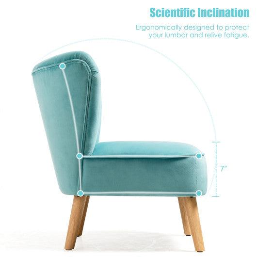 Modern Armless Velvet Accent Chair with Wood Legs-Green at Set Shop and Smile