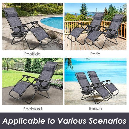 Outdoor Folding Zero Gravity Reclining Lounge Chair with Utility Tray-Gray at Set Shop and Smile