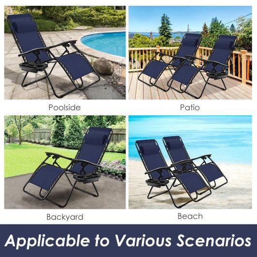 Outdoor Folding Zero Gravity Reclining Lounge Chair-Blue at Set Shop and Smile