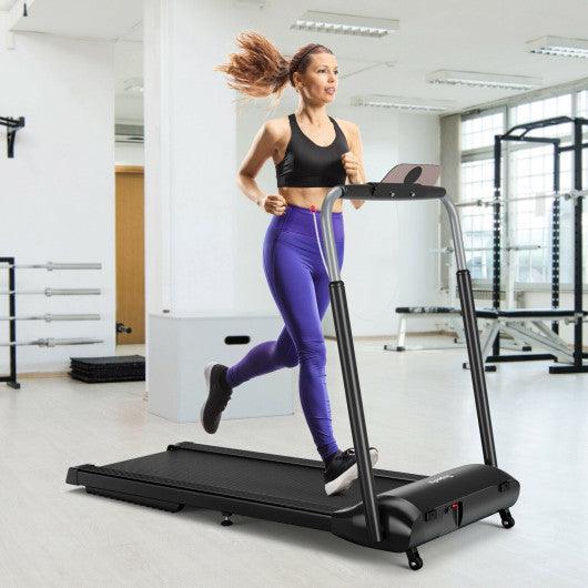 Compact Folding Treadmill with Touch Screen APP Control-Black at Set Shop and Smile