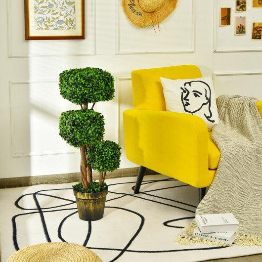 36 Inch Artificial Boxwood Topiary UV Protected Indoor Outdoor Tree at Set Shop and Smile