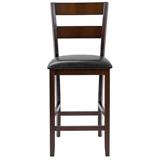 2-Pieces Upholstered Bar Stools Counter Height Chairs with PU Leather Cover at Set Shop and Smile