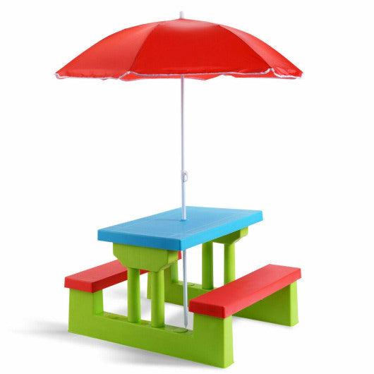 Kids Picnic Folding Table and Bench with Umbrella at Set Shop and Smile