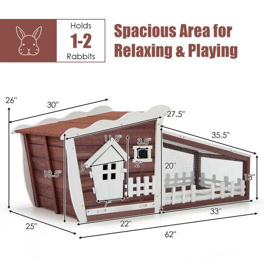 62 Inch Wooden Rabbit Hutch with Pull Out Tray-Red at Set Shop and Smile