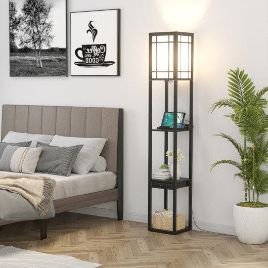Modern Floor Lamp with Shelves and Drawer at Set Shop and Smile