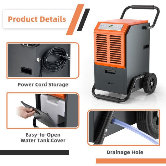 Portable Commercial Dehumidifier with Water Tank and Drainage Pipe-Gray at Set Shop and Smile