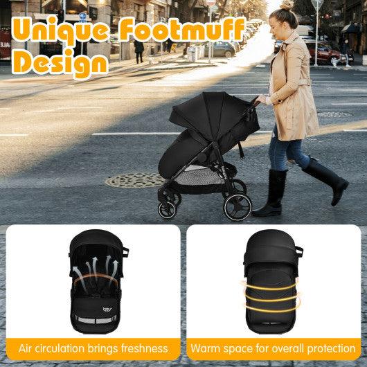 5-Point Harness Lightweight Infant Stroller with Foot Cover and Adjustable Backrest-Black at Set Shop and Smile