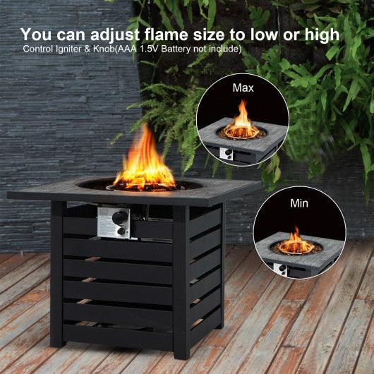 Square Propane Fire Pit Table with Lava Rocks and Rain Cover at Set Shop and Smile