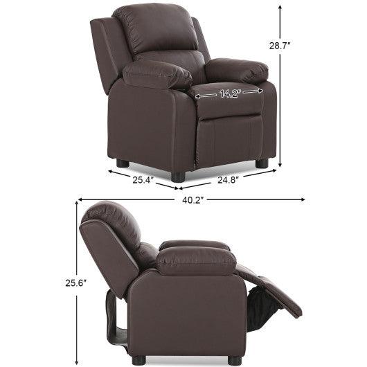 Deluxe Kids Armchair Recliner Headrest Sofa w/ Storage Arms-Brown at Set Shop and Smile