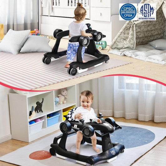4-in-1 Foldable Activity Push Walker with Adjustable Height-Black at Set Shop and Smile