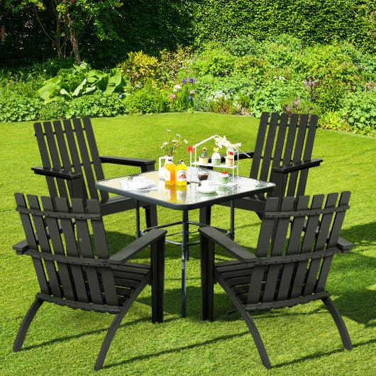 Outdoor Durable Patio Acacia Wood Adirondack Lounge Armchair-Black at Set Shop and Smile