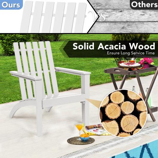 Outdoor Durable Patio Acacia Wood Adirondack Lounge Armchair-White at Set Shop and Smile