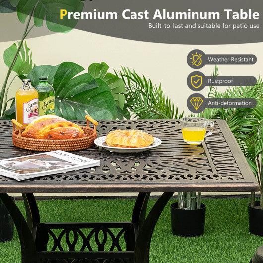 35.4 Inch Aluminum Patio Square Dining Table with Umbrella Hole-Bronze at Set Shop and Smile