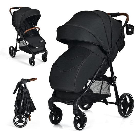 5-Point Harness Lightweight Infant Stroller with Foot Cover and Adjustable Backrest-Black at Set Shop and Smile