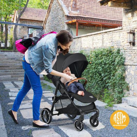 5-Point Harness Lightweight Infant Stroller with Foot Cover and Adjustable Backrest-Black at Set Shop and Smile