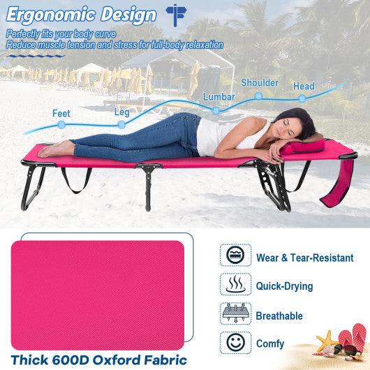 Beach Chaise Lounge Chair with Face Hole and Removable Pillow-Pink at Set Shop and Smile