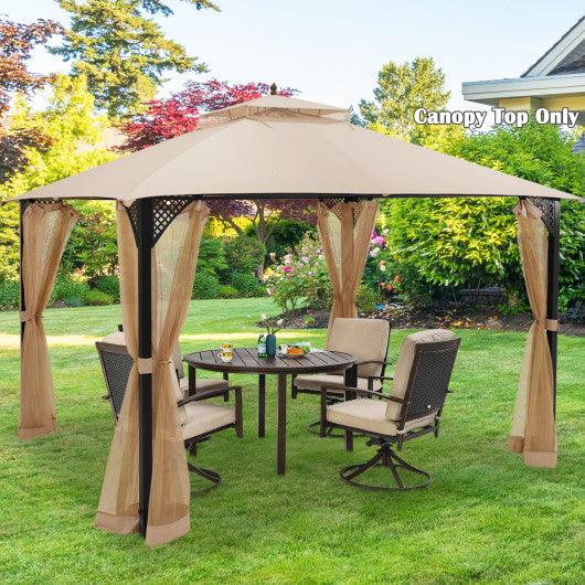 10 x 12 Feet Gazebo Replacement Top with Air Vent and Drainage Holes-Beige at Set Shop and Smile