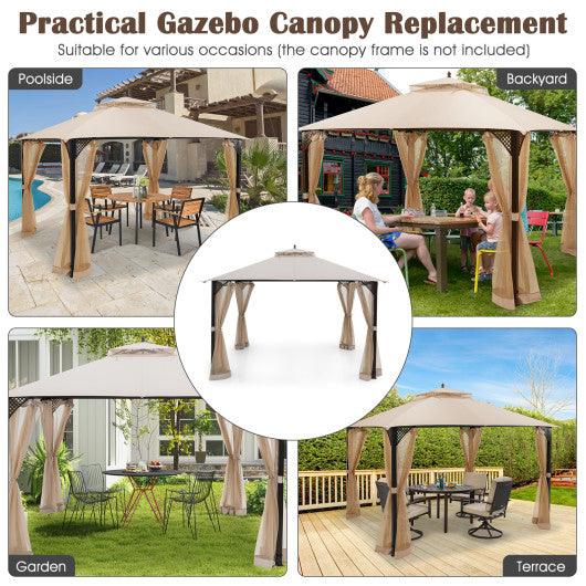10 x 12 Feet Gazebo Replacement Top with Air Vent and Drainage Holes-Beige at Set Shop and Smile