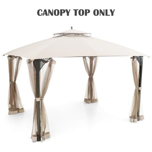10 x 12 Feet Gazebo Replacement Top with Air Vent and Drainage Holes-Beige at Set Shop and Smile