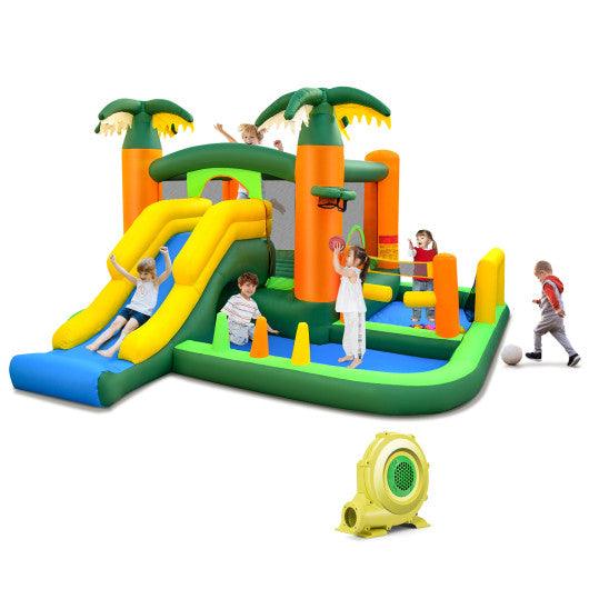 Big Inflatable Bounce House with Slide and Ball Pits for Indoor and Outdoor with 735W Blower at Set Shop and Smile
