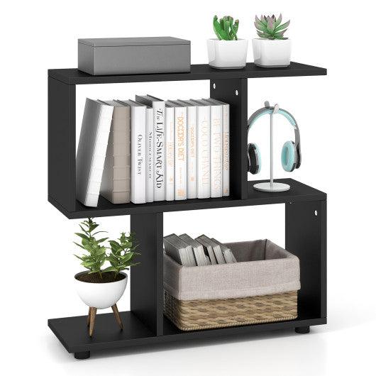 24 Inch 3-Tier Geometric Bookshelf with Thick Foot Pads-Black at Set Shop and Smile