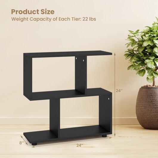 24 Inch 3-Tier Geometric Bookshelf with Thick Foot Pads-Black at Set Shop and Smile