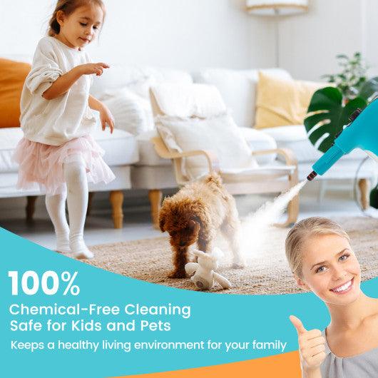 1400W Handheld Steam Cleaner with 14-Piece Accessory Kit and Child Lock-Blue at Set Shop and Smile