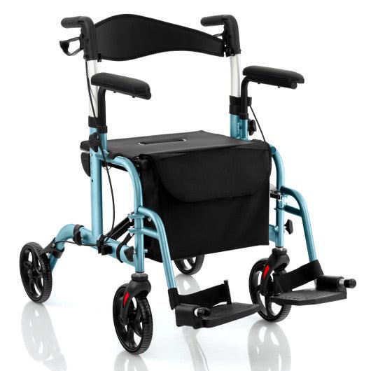 Folding Rollator Walker with Seat and Wheels Supports up to 300 lbs-Navy at Set Shop and Smile