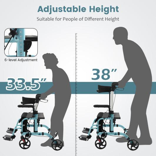 Folding Rollator Walker with Seat and Wheels Supports up to 300 lbs-Navy at Set Shop and Smile