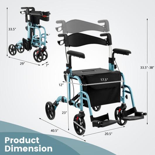 Folding Rollator Walker with Seat and Wheels Supports up to 300 lbs-Navy at Set Shop and Smile