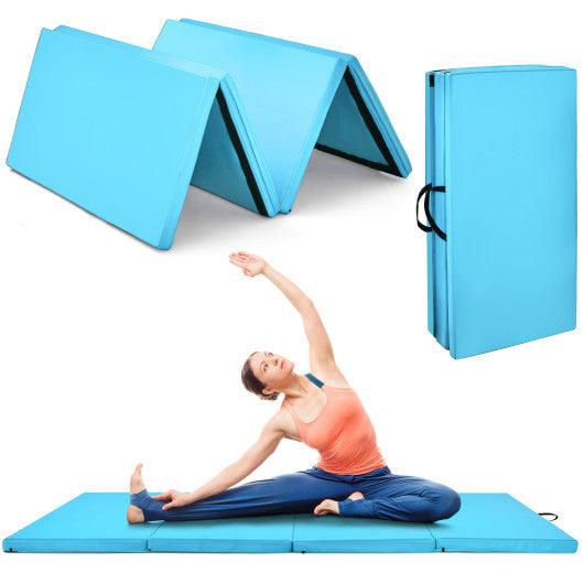 4-Panel Folding Gymnastics Mat with Carrying Handles for Home Gym-Blue at Set Shop and Smile