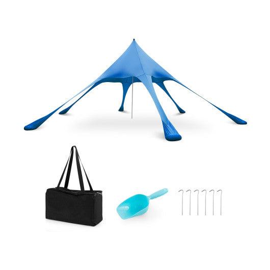 20 x 20 Feet Beach Canopy Tent with UPF50+ Sun Protection and Shovel-Blue at Set Shop and Smile