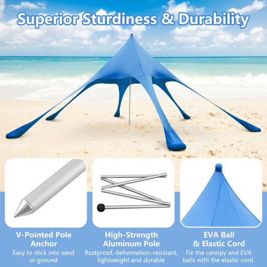 20 x 20 Feet Beach Canopy Tent with UPF50+ Sun Protection and Shovel-Blue at Set Shop and Smile