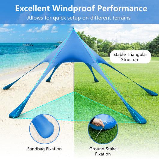 20 x 20 Feet Beach Canopy Tent with UPF50+ Sun Protection and Shovel-Blue at Set Shop and Smile
