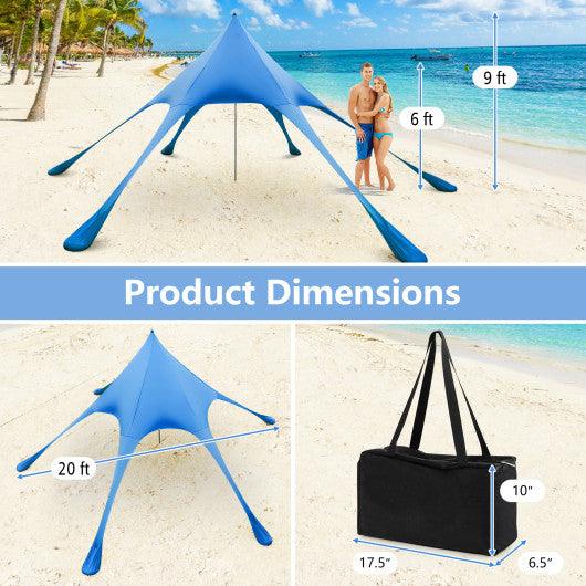 20 x 20 Feet Beach Canopy Tent with UPF50+ Sun Protection and Shovel-Blue at Set Shop and Smile
